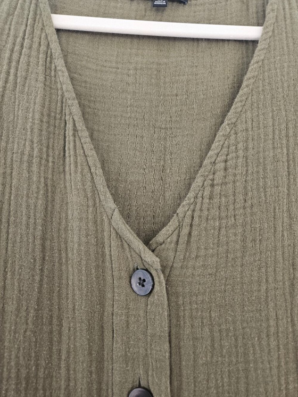 Madewell Olive Green Button-Front Midi Dress - Picture 6 of 13